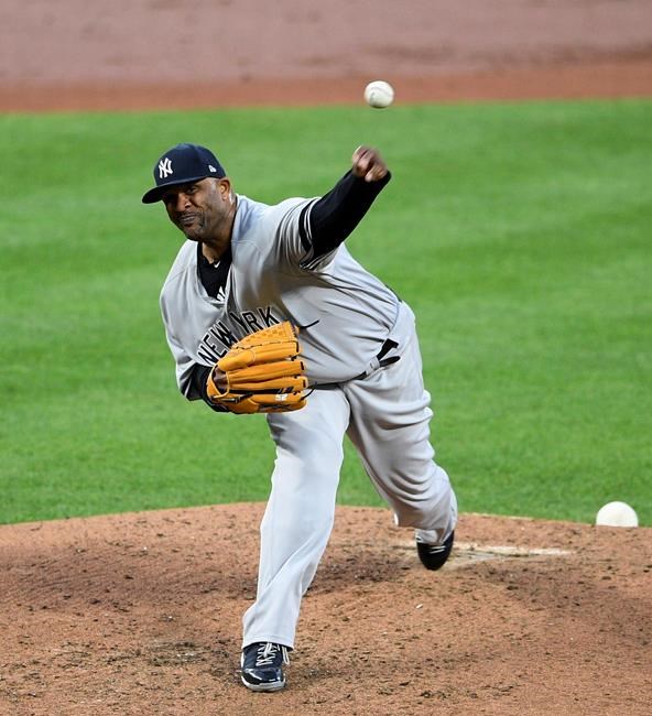 New York Yankees starting pitcher CC Sabathia delivers a pitch during the second inning of the team's baseball game against the Baltimore Orioles, Wednesday, May 22, 2019, in Baltimore. (AP Photo/Nick Wass)