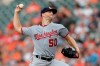 Washington Nationals starting pitcher Austin Voth throws to a Baltimore Orioles batter during the second inning of a baseball game, Tuesday, July 16, 2019, in Baltimore. (AP Photo/Julio Cortez)
