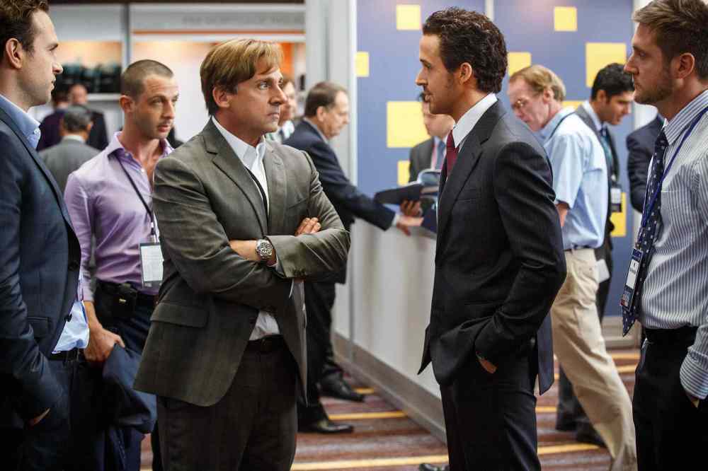 Jaap Buitendijk
Left to right: Rafe Spall plays Danny Moses, Jeremy Strong plays Vinnie Daniel, Steve Carell plays Mark Baum, Ryan Gosling plays Jared Vennett and Jeffry Griffin plays Chris in The Big Short from Paramount Pictures and Regency Enterprises