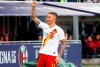 Roma's Aleksandar Kolarov celebrates after scoring during the Italian Serie A soccer match between Bologna and Roma at the Renato Dall'Ara stadium in Bologna, Italy, Sunday, Sept. 22, 2019. (Giorgio Benvenuti/ANSA via AP)