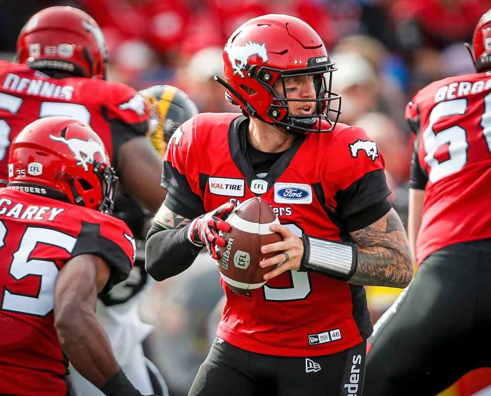 Jeff McIntosh / THE CANADIAN PRESS FILES
Calgary Stampeders quarterback Bo Levi Mitchell will face the Bombers for the first time this season after missing seven games with a pectoral injury in Week 3.