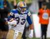 THE CANADIAN PRESS/Jeff McIntosh
Winnipeg Blue Bombers running back Andrew Harris is set to capture his third straight CFL rushing title this season and yet, was left off the team's individual award nominations list.
