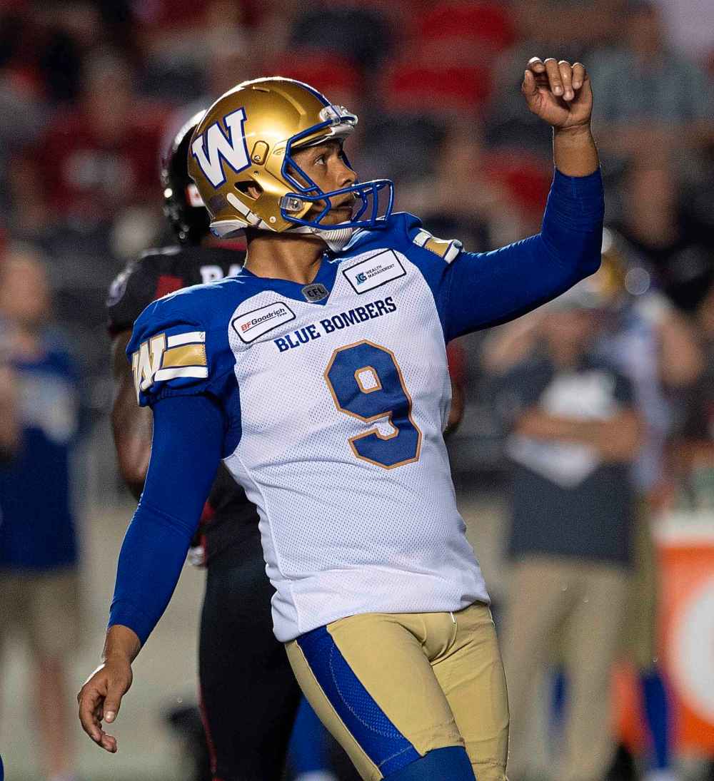 Adrian Wyld / THE CANADIAN PRESS FILES
Winnipeg Blue Bombers kicker Justin Medlock had two missed kicks last week against the Alouettes.