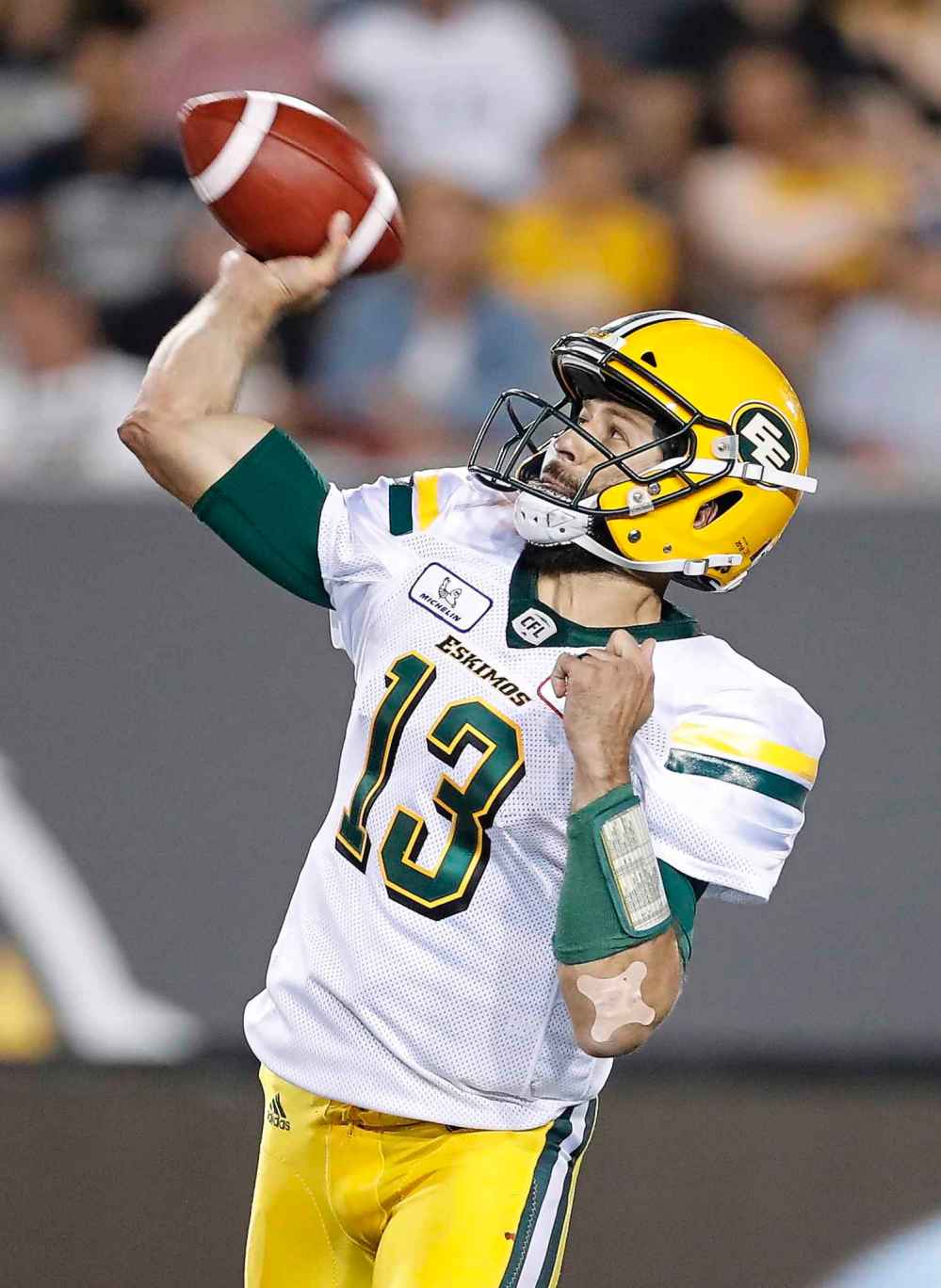 Mark Blinch / THE CANADIAN PRESS FILES
Edmonton Eskimos quarterback Mike Reilly leads the CFL in passing at 4,219 yards, averaging 324 yards per game.