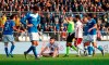 Referee Marco Guida shows a red card to Brescia's Ales Mateju, left, during the Serie A soccer match between Brescia and Torino at the Mario Rigamonti Stadium in Brescia, Italy, Saturday, Nov. 9, 2019. (Filippo Venezia/ANSA via AP)