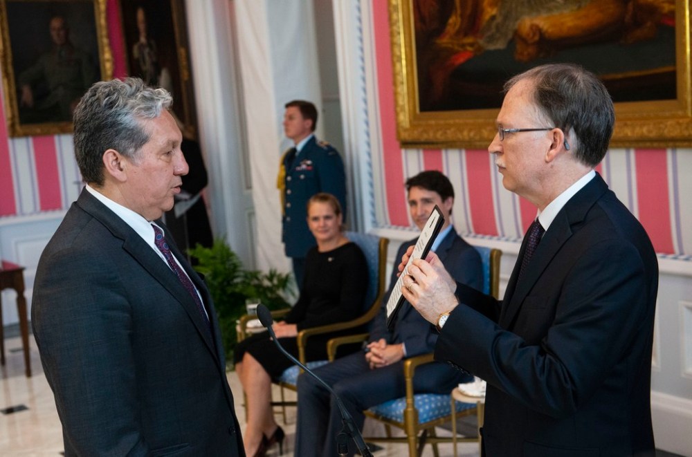 Dan Vandal is sworn in as Minister of Northern Affairs. (Sean Kilpatrick / The Canadian Press)