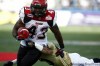 TREVOR HAGAN / WINNIPEG FREE PRESS
The Calgary Stampeders' Derek Watson gets brought down by the Winnipeg Blue Bombers' Siddeeq Shabazz during at Canad Inns Stadium in Winnipeg Friday.