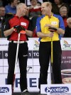 NATHAN DENETTE / THE CANADIAN PRESS
Alberta skip Kevin Martin (right) and Ontario skip Glenn Howard during their Brier showdown in Calgary. Martin won the game.