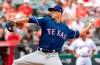 Texas Rangers relief pitcher Drew Smyly delivers a pitch against the Los Angeles Angels in the first inning in Anaheim, Calif., Saturday, April 6, 2019. (Paul Rodriguez/The Orange County Register via AP)