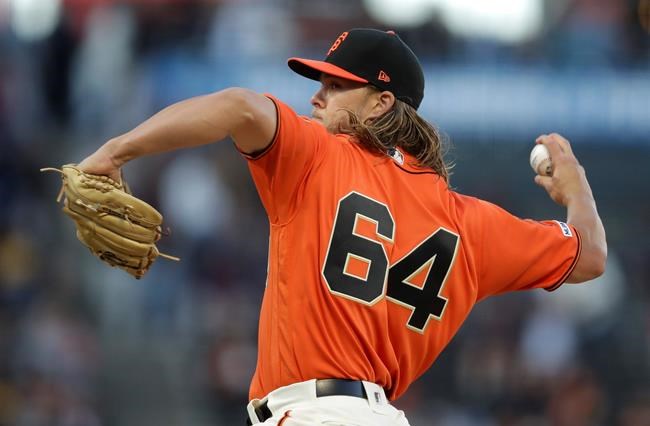 San Francisco Giants pitcher Shaun Anderson works against the Arizona Diamondbacks during the first inning of a baseball game Friday, June 28, 2019, in San Francisco. (AP Photo/Ben Margot)