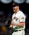 San Francisco Giants pitcher Will Smith reacts after the final out is made against the Los Angeles Dodgers at the end of a baseball game, Monday, April 29, 2019, in San Francisco. (AP Photo/Ben Margot)