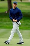 Rory McIlroy, of Northern Ireland, reacts after missing a putt on the second hole during the third round of the U.S. Open Championship golf tournament Saturday, June 15, 2019, in Pebble Beach, Calif. (AP Photo/Marcio Jose Sanchez)