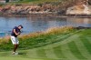 Phil Mickelson hits a chip shot on the ninth hole during a practice round for the U.S. Open Championship golf tournament, Tuesday, June 11, 2019, in Pebble Beach, Calif. (AP Photo/Carolyn Kaster)