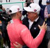 Gary Woodland celebrates after winning the U.S. Open Championship golf tournament with his father Dan, Sunday, June 16, 2019, in Pebble Beach, Calif. (AP Photo/Carolyn Kaster)