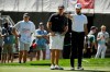 Stephen Curry, right, and Phil Mickelson look over the seventh green of the Silverado Resort North Course during the pro-am event of the Safeway Open PGA golf tournament Wednesday, Sept. 25, 2019, in Napa, Calif. (AP Photo/Eric Risberg)