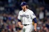 San Diego Padres starting pitcher Chris Paddack reacts as he leaves during the eighth inning of a baseball game against the New York Mets, Monday, May 6, 2019, in San Diego. (AP Photo/Gregory Bull)