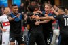 San Jose Earthquakes forward Chris Wondolowski, center back, is congratulated by teammates after scoring a goal against the Chicago Fire during the first half of an MLS soccer match in San Jose, Calif., Saturday, May 18, 2019. (AP Photo/Jeff Chiu)