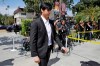 Los Angeles Angels player Shohei Ohtani arrives for a memorial for Angels pitcher Tyler Skaggs at the St. Monica Catholic Church Monday, July 22, 2019, in Los Angeles. (AP Photo/Marcio Jose Sanchez)