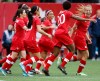 Melissa Tait / Winnipeg Free Press
Getting  their kicks

Team Canada midfielder Desiree Scott (centre) celebrates with defender Kadeisha Buchanan (20), who scored, defender Rebecca Quinn (3) and other teammates after Canada went ahead 1-0 in the first half of a soccer friendly against Team USA Thursday night at Investors Group Field. The Americans scored a late goal to salvage a 1-1 tie.