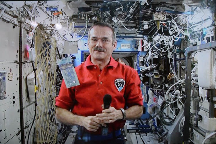 Sean Kilpatrick / The Canadian Press
Astronaut Chris Hadfield on the International Space Station as seen via video link.