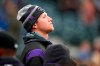 Colorado Rockies starting pitcher Kyle Freeland looks on from the dugout in the first inning of a baseball game against the Washington Nationals, Monday, April 22, 2019, in Denver. Freeland was put on the injured list Monday. (AP Photo/David Zalubowski)