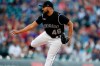 Colorado Rockies starting pitcher Rico Garcia works against the Boston Red Sox during the first inning of a baseball game Tuesday, Aug. 27, 2019, in Denver. (AP Photo/David Zalubowski)
