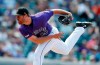 Colorado Rockies relief pitcher Scott Oberg works against the Arizona Diamondbacks during the ninth inning of a baseball game Wednesday, Aug. 14, 2019, in Denver. The Rockies won 7-6. (AP Photo/David Zalubowski)