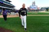 Colorado Rockies manager Bud Black (10) walks off the field after their win over the Milwaukee Brewers 4-3 in 13 innings at a baseball game Sunday, Sept. 29, 2019, in Denver. (AP Photo/John Leyba)