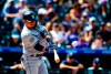 San Diego Padres' Luis Urias hit a home run in the second inning of a baseball game against the San Diego Padres, Sunday, Sept. 15, 2019, in Denver. (AP Photo/Parker Seibold)