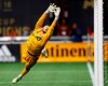 Toronto FC goalkeeper Alex Bono (25) dives for the ball during the second half of the team's MLS soccer match against Atlanta United in Atlanta on May 8, 2019. It's been almost three months since Alex Bono last started in goal for Toronto FC. The former No. 1, now behind Quentin Westberg in the pecking order, finally gets his chance to play on Wednesday when the MLS side visits Ottawa Fury FC in the semifinals of the Canadian Championship. THE CANADIAN PRESS/AP, Mike Zarrilli