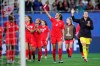 Canada team celebrates at the end of the Women's World Cup Group E soccer match between Canada and New Zealand in Grenoble, France on June 15, 2019. Canada's women's soccer team will face host Japan in its first match since being eliminated in the round of 16 at the World Cup.  THE CANADIAN PRESS/AP, Francisco Seco