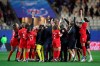 Canada team celebrates at the end of the Women's World Cup Group E soccer match between Canada and New Zealand in Grenoble, France on June 15, 2019. Fifth-ranked Canada and the eighth-ranked Netherlands meet the media at separate new conferences in advance of their Group E showdown Thursday at the Women’s World Cup. THE CANADIAN PRESS/AP, Francisco Seco