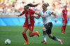 Canada's Shelina Zadorsky, left, and Germany's Alexandra Popp fight for the ball during a semi-final match of the women's Olympic football tournament in Belo Horizonte, Brazil, on August 16, 2016. Just three days after dispatching England, Canada is back in action Monday as it takes on Nigeria in a women's soccer friendly in Spain. The game is intended to provide the fifth-ranked Canadian women a look at an African team. Canada opens World Cup play in June in France against No. 46 Cameroon before facing No. 19 New Zealand and the eighth-ranked Netherlands. THE CANADIAN PRESS/AP, Eugenio Savio
