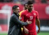 Canada head coach John Herdman, left, and Lucas Cavallini walk off the field after the first half of a CONCACAF Nations League qualifying soccer match against French Guiana in Vancouver, on Sunday March 24, 2019. After a painful stumble against Haiti at the Gold Cup, Canada looks to get back on track as it hosts Cuba on Saturday in CONCACAF Nations League A play. THE CANADIAN PRESS/Darryl Dyck