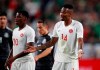 Canada defender Mark-Anthony Kaye talks to a teammate during the second half of the team's CONCACAF Gold Cup soccer match against Mexico in Denver on June 19, 2019. After a 3-1 loss to Mexico on Wednesday, the Canadian men's team is looking to rebound at the Gold Cup. Canada (1-1) takes on Cuba on Sunday in Charlotte in the final game of the group stage for both teams. THE CANADIAN PRESS/AP, David Zalubowski