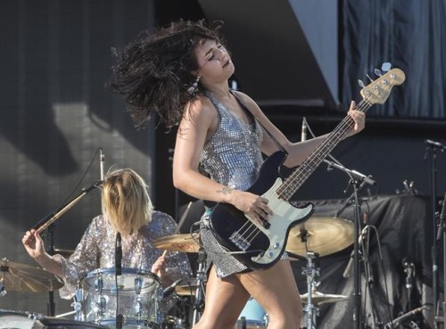 Canadian band The Beaches perform during an opening performance prior to The Rolling Stones during the 