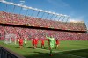 Canada goalie Erin McLeod, centre, waves as she leads her teammates around the stadium after defeating China during FIFA Women's World Cup soccer action in Edmonton, Alta., on June 6, 2015. The opening match of the Women's World Cup set an attendance record of 53,058 at Commonwealth Stadium on Saturday. THE CANADIAN PRESS/Jeff McIntosh