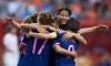 Japan's Mizuho Sakaguchi, centre, celebrates her goal with her teammates during second half of FIFA World Cup round of 16 soccer action against the Netherlands in Vancouver on June, 23, 2015. While attendance and TV ratings for the Women's World Cup are encouraging in North America, the world governing body of soccer is looking to even the playing field for women. THE CANADIAN PRESS/Jonathan Hayward