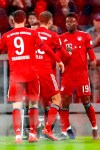 Bayern's Alphonso Davies, right, celebrates after scoring his side's sixth goal during the German Bundesliga soccer match between FC Bayern Munich and 1. FSV Mainz 05 in Munich, Germany on March 17, 2019. Canadian teenager Alphonso Davies has a stretched a stretched ligament in his right knee that will keep him out of Canada's CONCACAF Nations League qualifying game Sunday in Vancouver. Canadian officials had been awaiting final word on Davies' condition from Bayern Munich but had expected the worst. THE CANADIAN PRESS/AP, Matthias Schrader