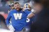 Winnipeg Blue Bombers head coach Mike O'Shea reacts after a call during the first half of CFL action against the B.C. Lions in Winnipeg Saturday, October 8, 2016. O'Shea won't be winging his speech Thursday when he's inducted into the Canadian Football Hall of Fame. TTHE CANADIAN PRESS/John Woods
