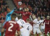 D.C. United goalkeeper Bill Hamid, left, knocks the ball away from Toronto FC forward Jordan Hamilton, centre, during second half MLS soccer action in Toronto on Wednesday, May 15, 2019. – Toronto FC looks to snap a three-game winless streak Saturday when it visits Real Salt Lake. THE CANADIAN PRESS/Nathan Denette