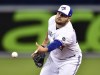 Toronto Blue Jays first baseman Rowdy Tellez (68) tosses to first base to get the out on Houston Astros right fielder Josh Reddick during fourth inning American League baseball action in Toronto, Tuesday, Sept. 25, 2018. First baseman Rowdy Tellez and right-hander Javy Guerra have made the Toronto Blue Jays' opening-day roster. THE CANADIAN PRESS/Frank Gunn