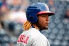In this Sunday, April 14, 2019, photo, the Buffalo Bisons' Vladimir Guerrero Jr. waits on deck to bat during a Minor League Baseball game against the Scranton/Wilkes-Barre RailRiders in Moosic, Pa. Top Toronto Blue Jays prospect Guerrero Jr., will play his third game in three days for the first time this season on Wednesday as the Buffalo Bisons take on the Syracuse Mets. THE CANADIAN PRESS/ AP-Christopher Dolan/The Citizens' Voice via AP