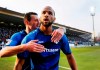 Darmstadt's Terrence Boyd celebrates his side's opening goal during a German first division Bundesliga soccer match between SV Darmstadt 98 and Borussia Dortmund in Darmstadt, Germany, Saturday, Feb. 11, 2017. Toronto FC has confirmed the signing of U.S. international forward Boyd. THE CANADIAN PRESS/AP/Michael Probst