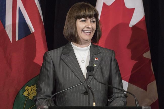 Marie-France Lalonde was named late Thursday night as the Liberal Party of Canada candidate for Orleans, the same riding she currently holds provincially. Marie-France Lalonde, then-Ontario Minister for Government Services, smiles during a news conference at the Queens Park Legislature in Toronto on Thursday, Nov. 1, 2017. THE CANADIAN PRESS/Chris Young