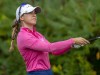 Anne-Catherine Tanguay, of Quebec City, watches her approach shot from the fairway of the ninth hole during the third round of the CP Women's Open in Aurora, Ont., Saturday, Aug. 24, 2019. Tanguay is taking a one-year sabbatical to focus on personal projects.THE CANADIAN PRESS/Frank Gunn