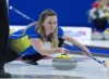 Alberta skip Chelsea Carey delivers a rock against Saskatchewan in playoff action at the Scotties Tournament of Hearts at Centre 200 in Sydney, N.S. on Saturday, Feb. 23, 2019. In their first season together, Chelsea Carey's curling team laid a foundation for future success. THE CANADIAN PRESS/Andrew Vaughan