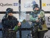 Julia Marino, right, of the USA, celebrates her victory with second place Laurie Blouin, left, of Stoneham, Que. at the big air snowboard world cup finale, on March 24, 2018 in Quebec City. Canada's Laurie Blouin will feel right at home as the World Cup snowboarding circuit makes a stop in Quebec City this weekend. Blouin, from Stoneham, Que., lives a short drive away from the 2019 Jamboree festival venue, which will host FIS snowboard and freestyle ski big air finals on Saturday. Blouin is an event headliner after winning Olympic silver last year and taking big air gold at the X Games in late January. THE CANADIAN PRESS/Jacques Boissinot