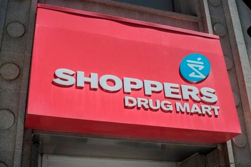 The logo for Shoppers Drug Mart is shown in downtown Toronto on May 24, 2016. Medical cannabis users in Alberta can now get their therapeutic pot from Shoppers Drug Mart, with the retail giant opening its second online platform Tuesday in the western province as it pursues the growing market. THE CANADIAN PRESS/Eduardo Lima