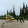 RCMP search the area near Gillam, Man. in this photo posted to their Twitter page on Friday, July 26, 2019. Officers are in the Gillam area to search for 18-year-old Bryer Schmegelsky and his 19-year-old friend Kam McLeod. The teens are charged with second-degree murder in the death of one man and are suspects in the fatal shootings of a young couple.THE CANADIAN PRESS/HO, Twitter, Manitoba RCMP, @rcmpmb *MANDATORY CREDIT*